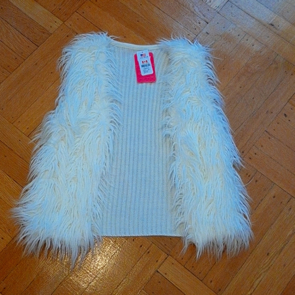 Brand New!! White faux fur vest
